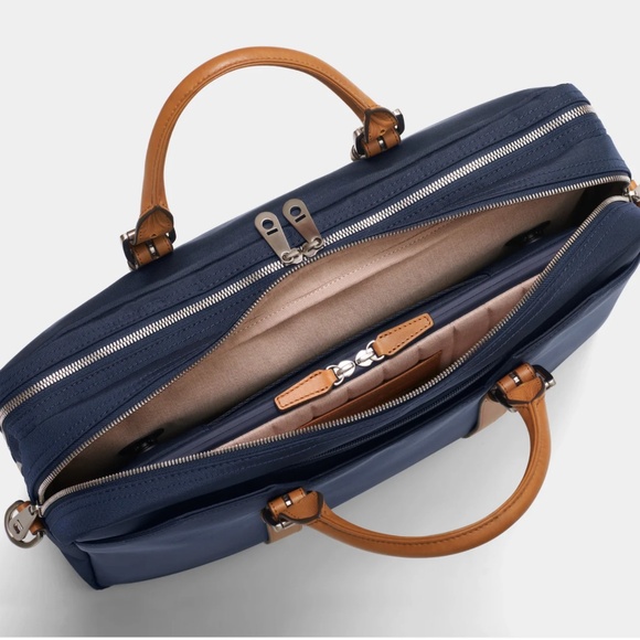 Stuart & Lao Cary Briefcase - The Double - Navy and Tan - Picture 3 of 6